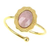 bague pour femme anna acier pierre rhodonite