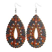 boucles d’oreilles fantaisie bois ovale couleur orange