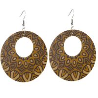 boucles d’oreilles fantaisie bois rond couleur marron