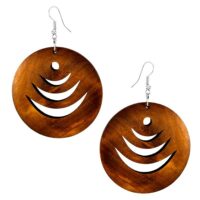 boucles d’oreilles fantaisie cercles pendants en bois couleur marron