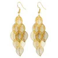 boucles d’oreilles fantaisie -multitude de feuilles dore