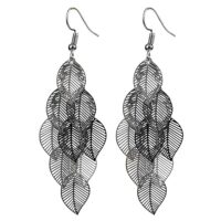 boucles d’oreilles fantaisie multitude de feuilles noir