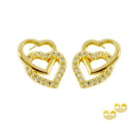 boucles d’oreilles femme double cœur