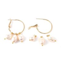 boucles d’oreilles plaque or perles de nacre