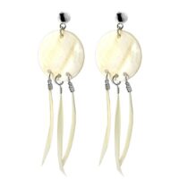 boucles d’oreilles couleur blanc plumes pendantes