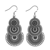 boucles d’oreilles couleur noir triple rosaces