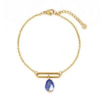 bracelet acier 316 inoxydable ovale avec pierre naturelle lapis lazuli