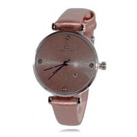 montre pour femme bracelet simili cuir cadran rond avec dateur couleur chocolat