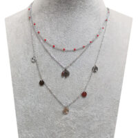 Collier arbre de vie rouge argent