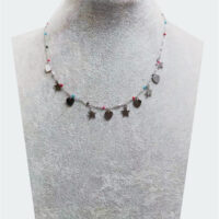 Collier rouge et bleu argent