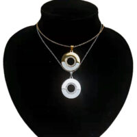 collier disque diamant argent