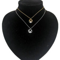 collier double anneau avec diamant argent