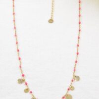 Collier petit disque fuchsia